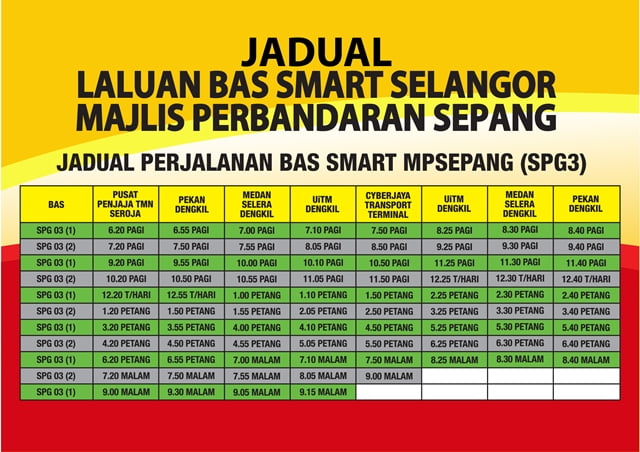 Jadual Perjalanan Bas Smart Selangor MPSepang (terbaru) – MAJLIS
