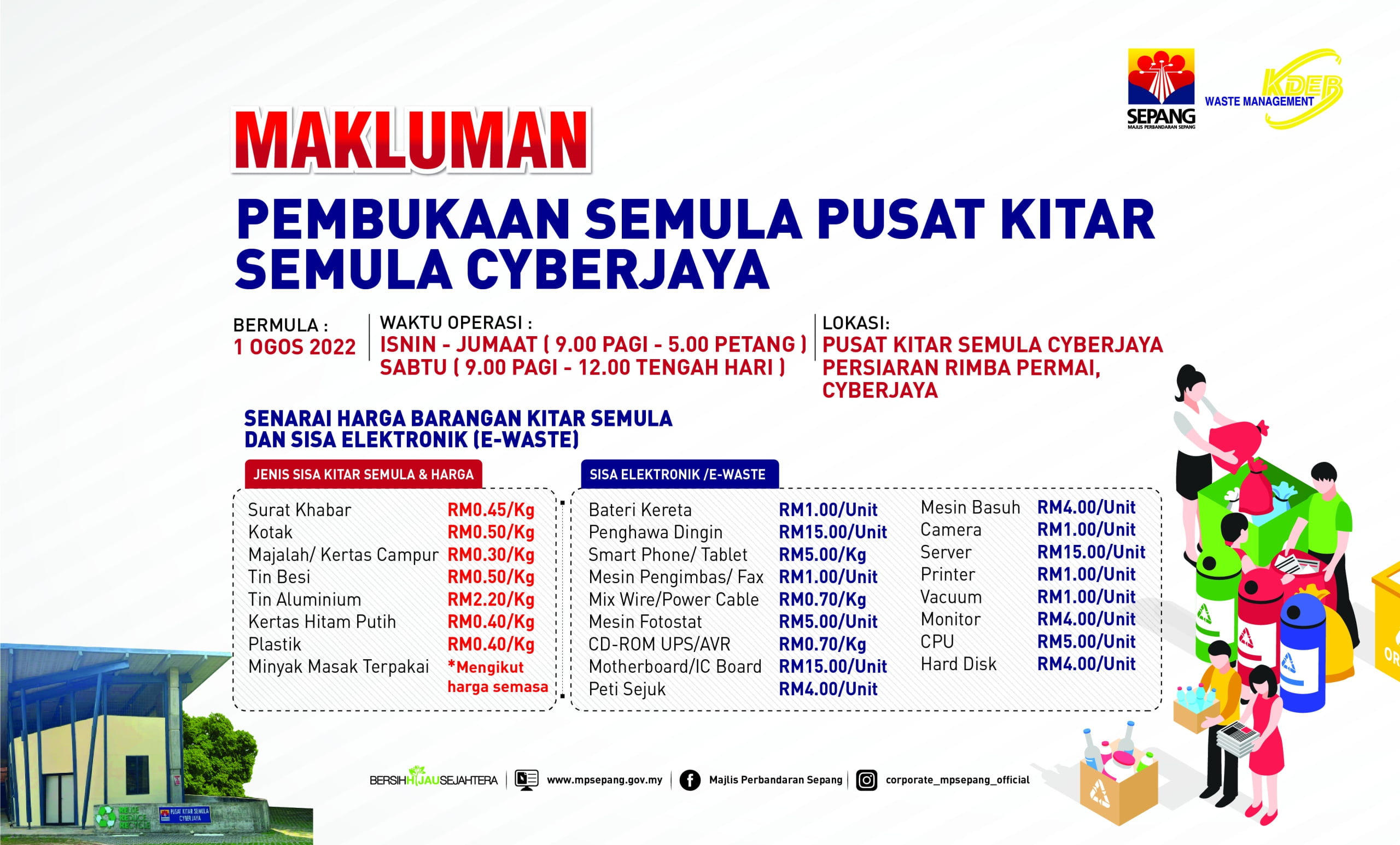 MAKLUMAN PEMBUKAAN SEMULA PUSAT KITAR SEMULA CYBERJAYA_LED_TV EBOARD_PORTAL4x-100 (1)