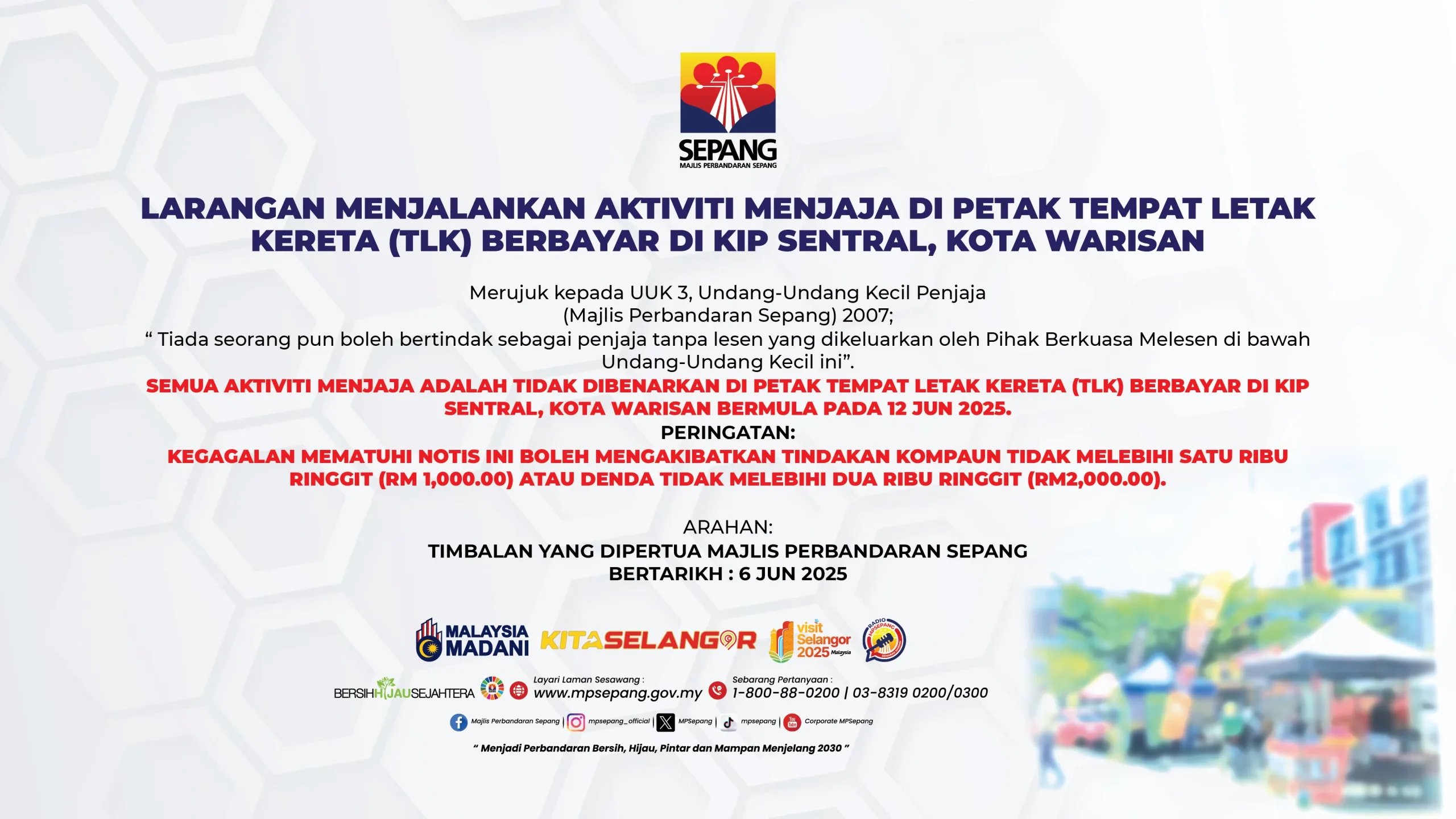 LARANGAN MENJAJA DI PETAK PARKIR